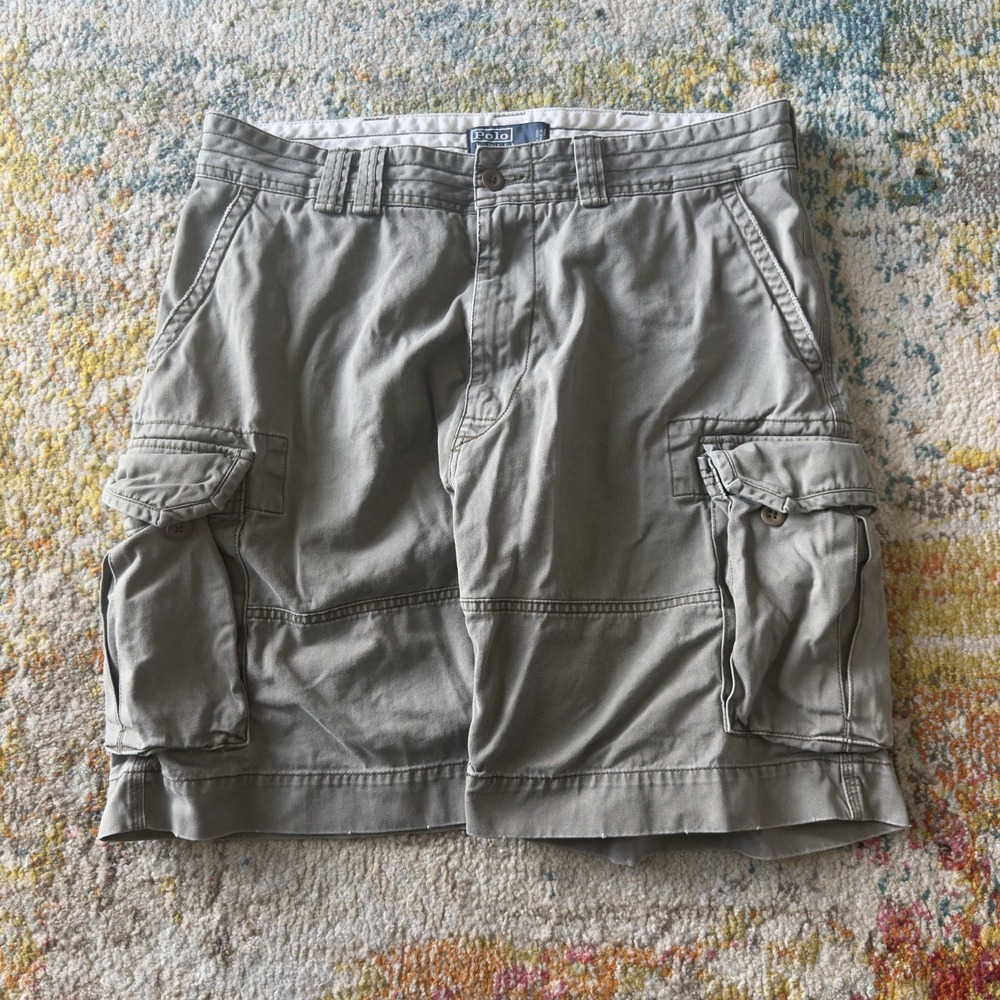 Vintage Polo Ralph Lauren Utility Classic Polo Chino Cargo Shorts Gray Size 36